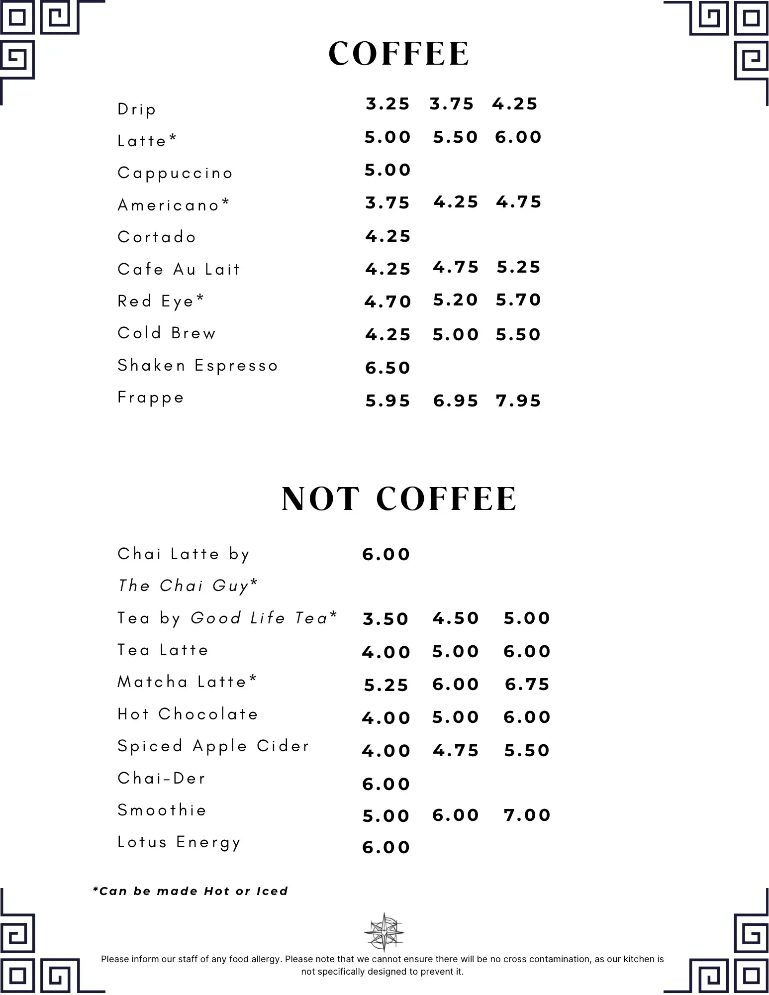 Coffee & Not Coffee - Espresso drinks, Chai, Tea, Matcha